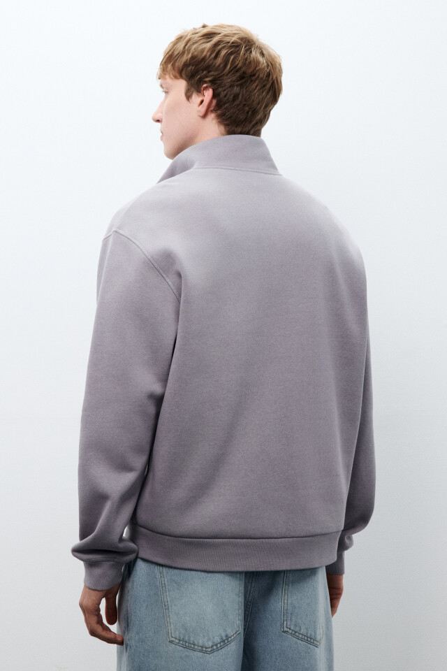 Толстовка half zip из футера - цвет серый - 3