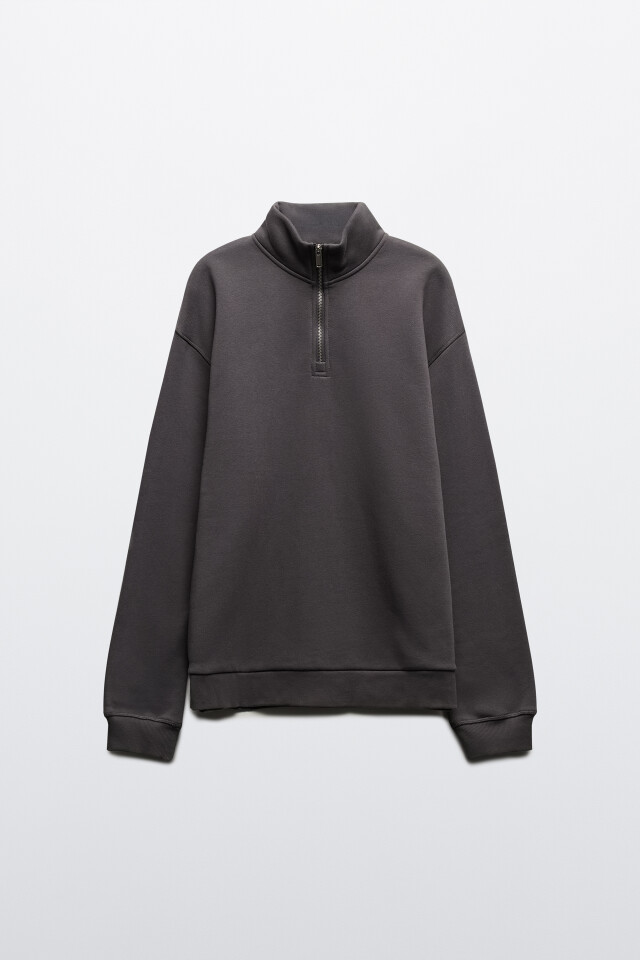 Толстовка half zip из футера - цвет серый - 8