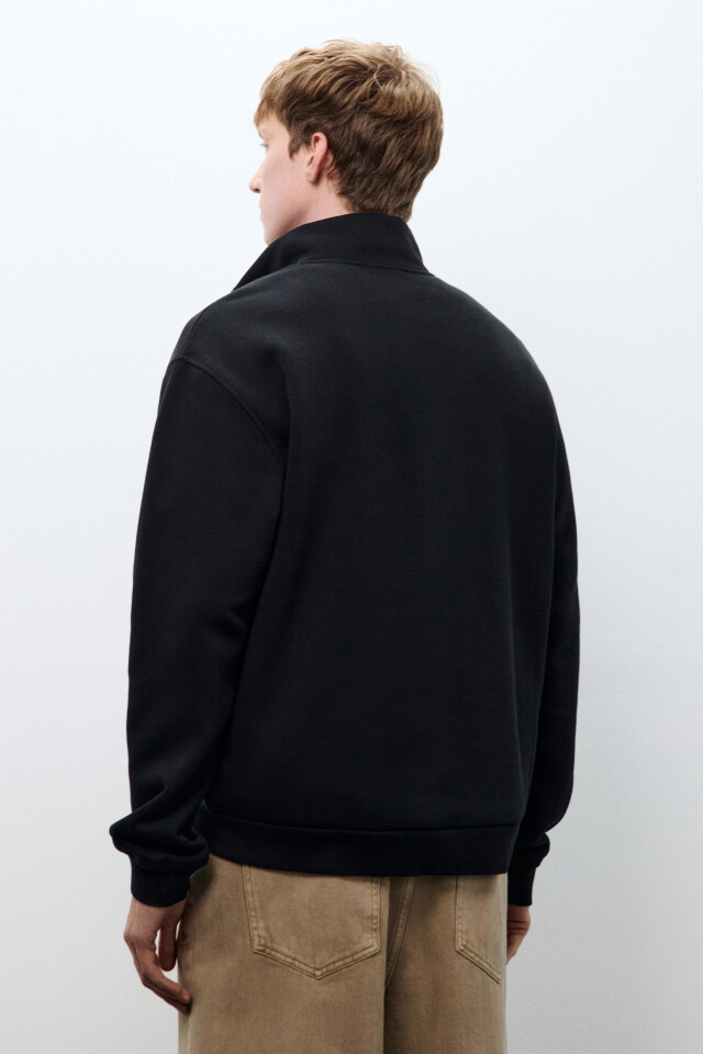 Толстовка half zip из футера - цвет черный - 3