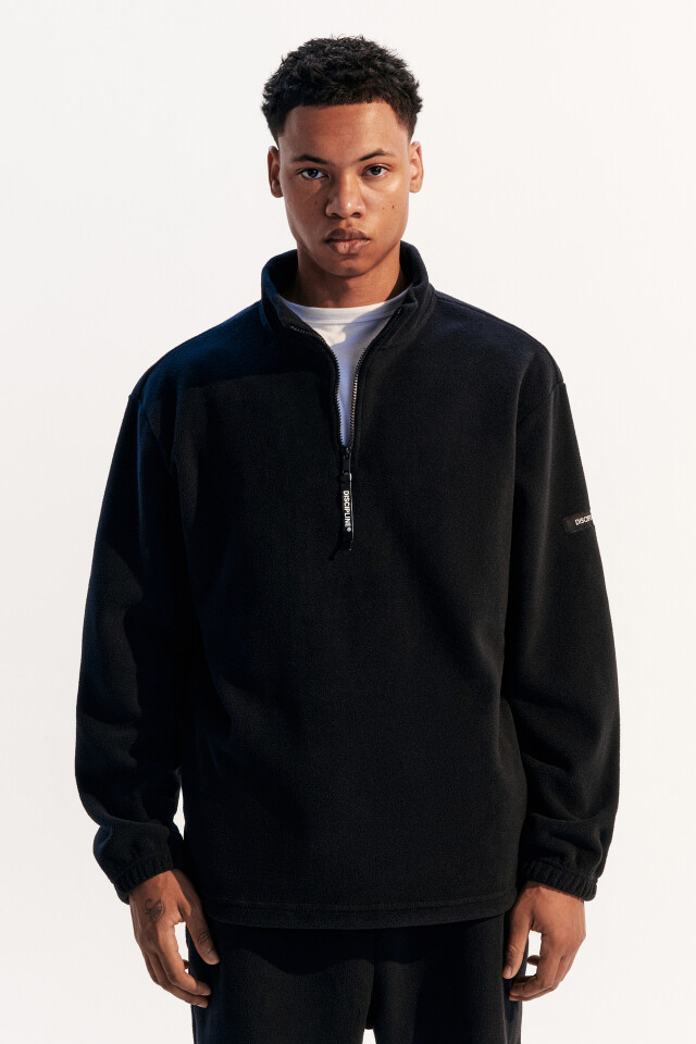 Толстовка half zip из флиса - цвет черный - 3