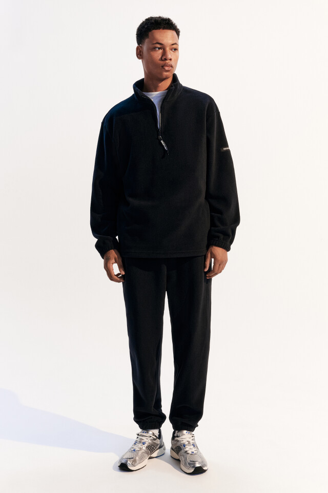 Толстовка half zip из флиса - цвет черный - 5