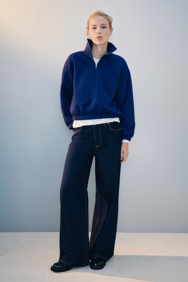 Толстовка half zip утепленная - цвет синий - 4