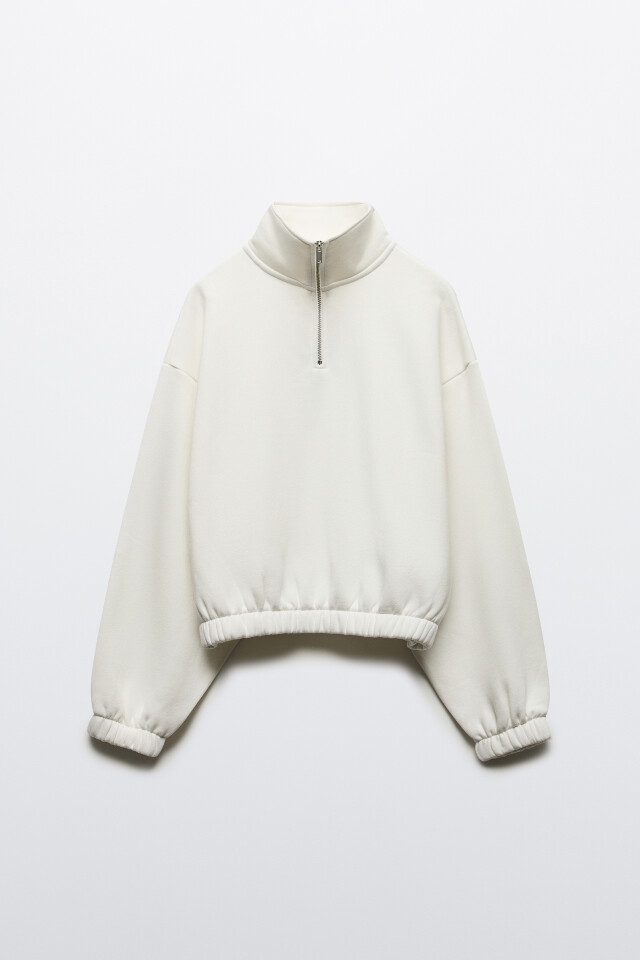 Толстовка half zip утепленная - цвет молочный - 8
