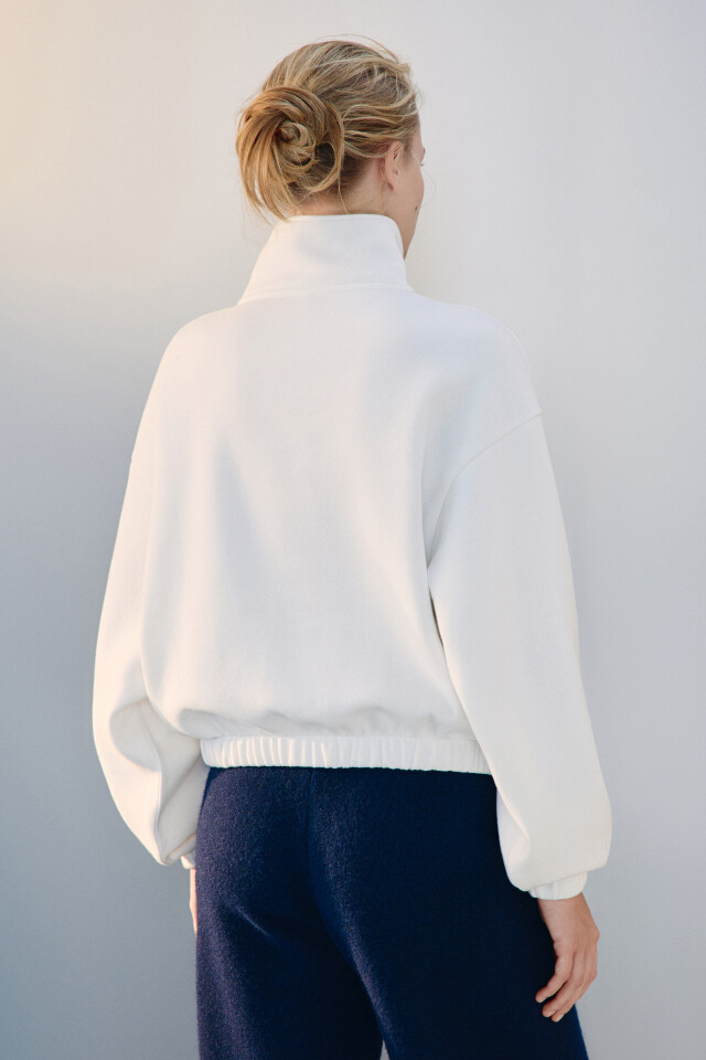 Толстовка half zip утепленная - цвет молочный - 3