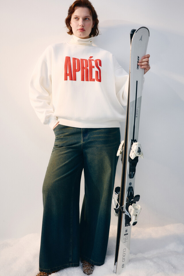 Джинсы baggy fit утепленные с начесом - цвет темный тинт - 2