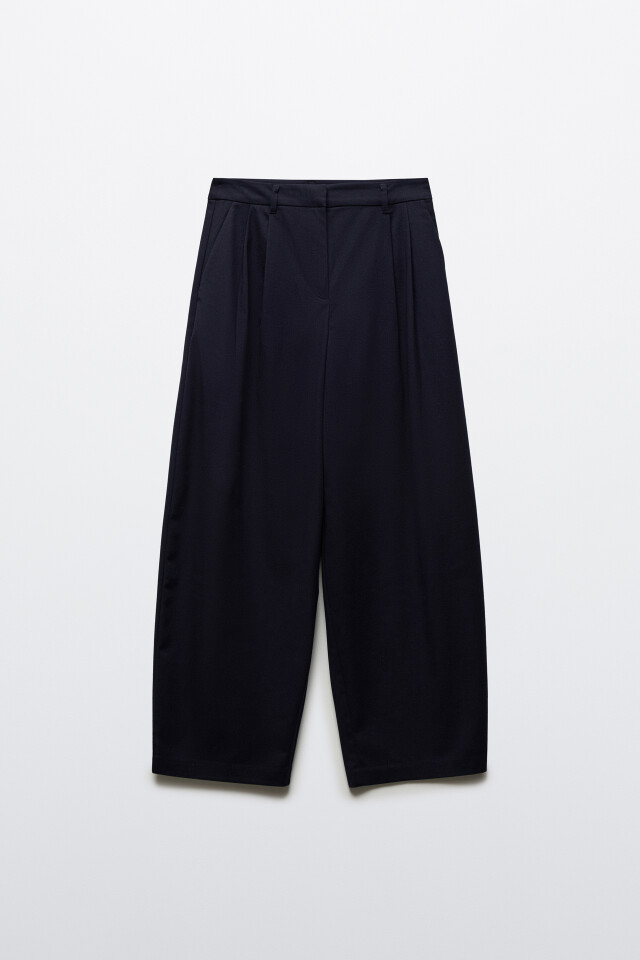 Брюки barrel fit костюмные - цвет синий - 8