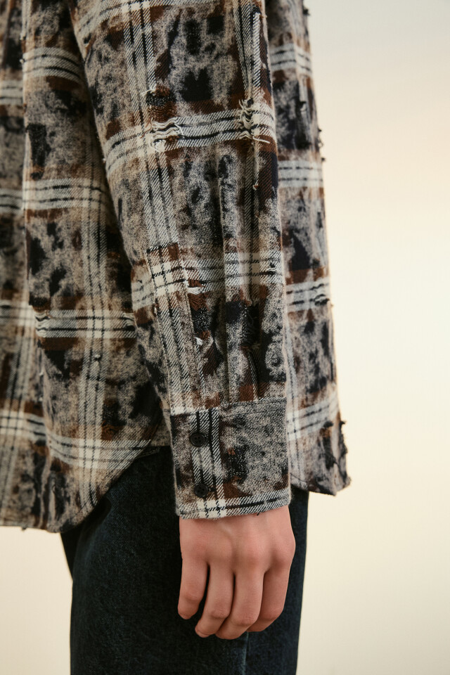 Рубашка oversize с состаренным эффектом - цвет синий - 6