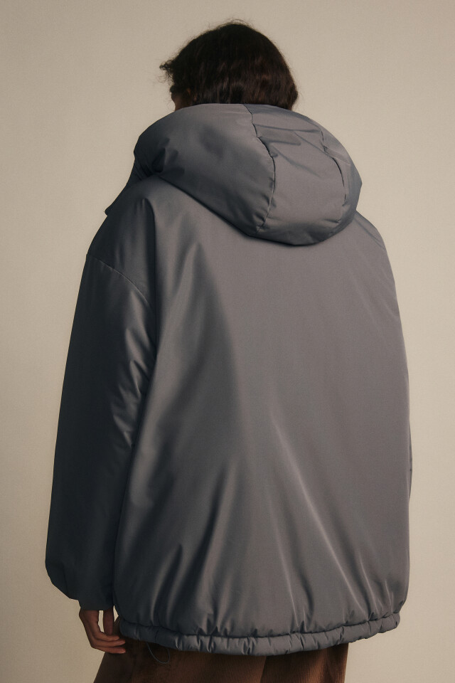 Куртка oversize с капюшоном - цвет серый - 4
