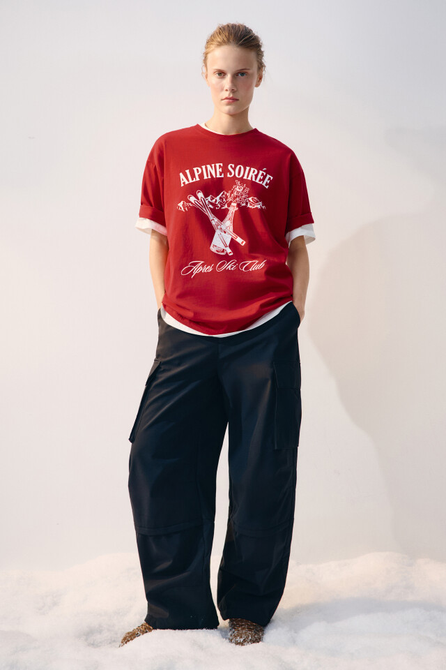 Футболка oversize спортивная с принтом - цвет красный - 4
