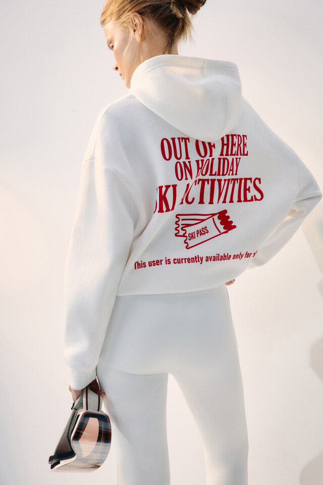 Худи oversize спортивная с принтом - цвет ванильный - 3