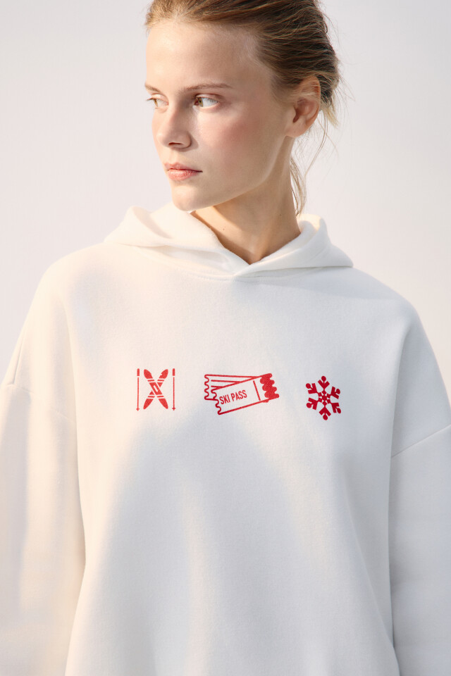 Худи oversize спортивная с принтом - цвет ванильный - 8