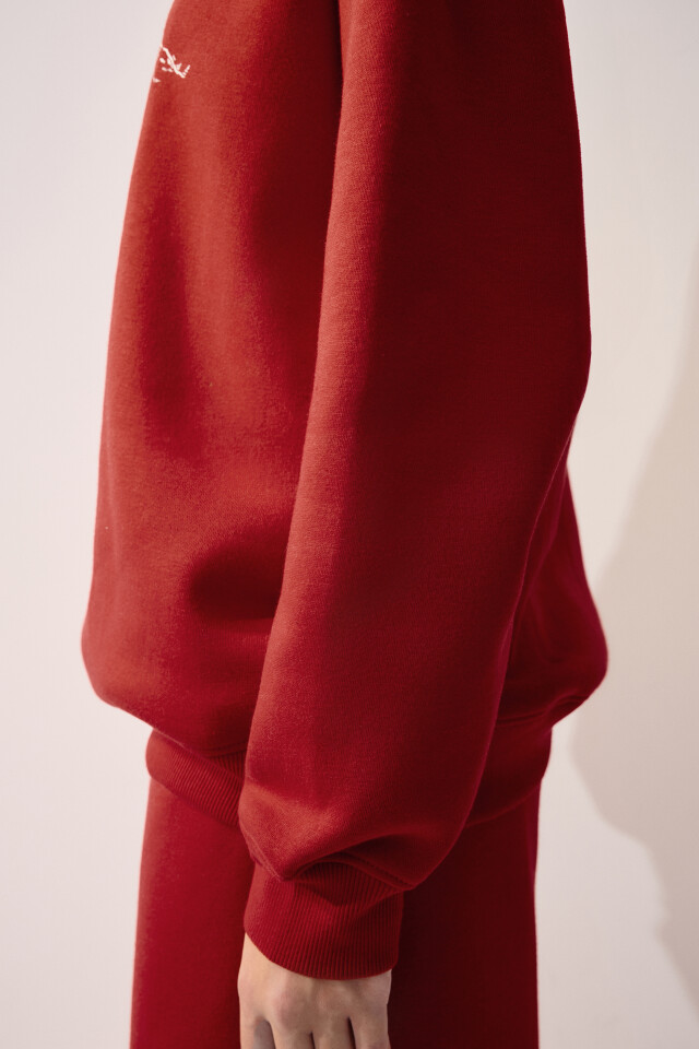 Худи oversize спортивная с принтом - цвет красный - 7