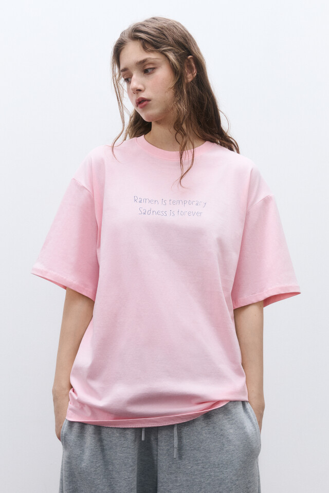 Футболка oversize удлиненная с принтом - цвет розовый - 4