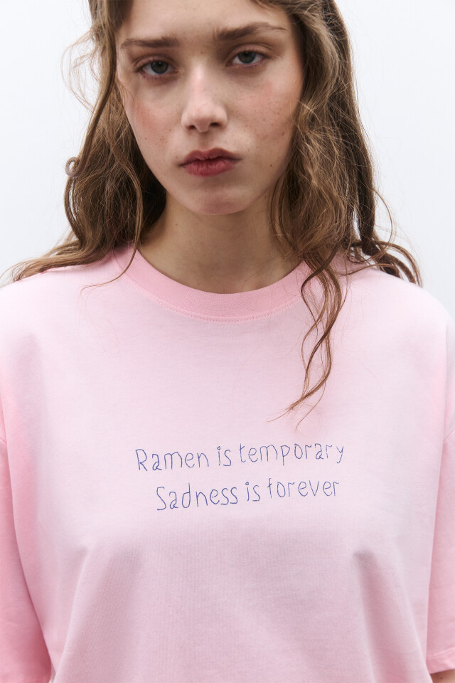 Футболка oversize удлиненная с принтом - цвет розовый - 7