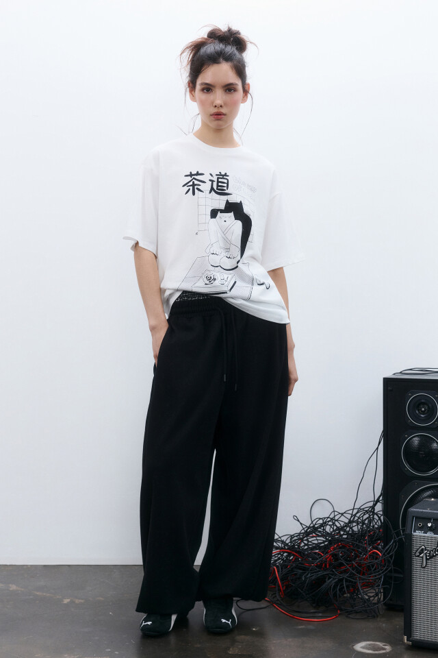 Футболка oversize удлиненная с принтом - цвет белый - 5