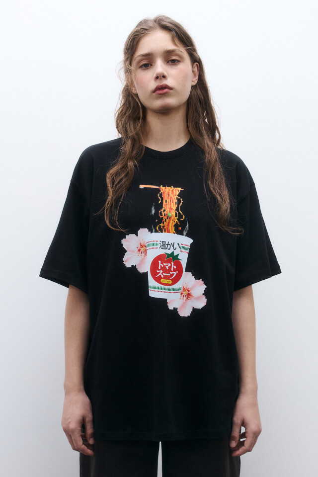 Футболка oversize удлиненная с принтом - цвет черный - 3