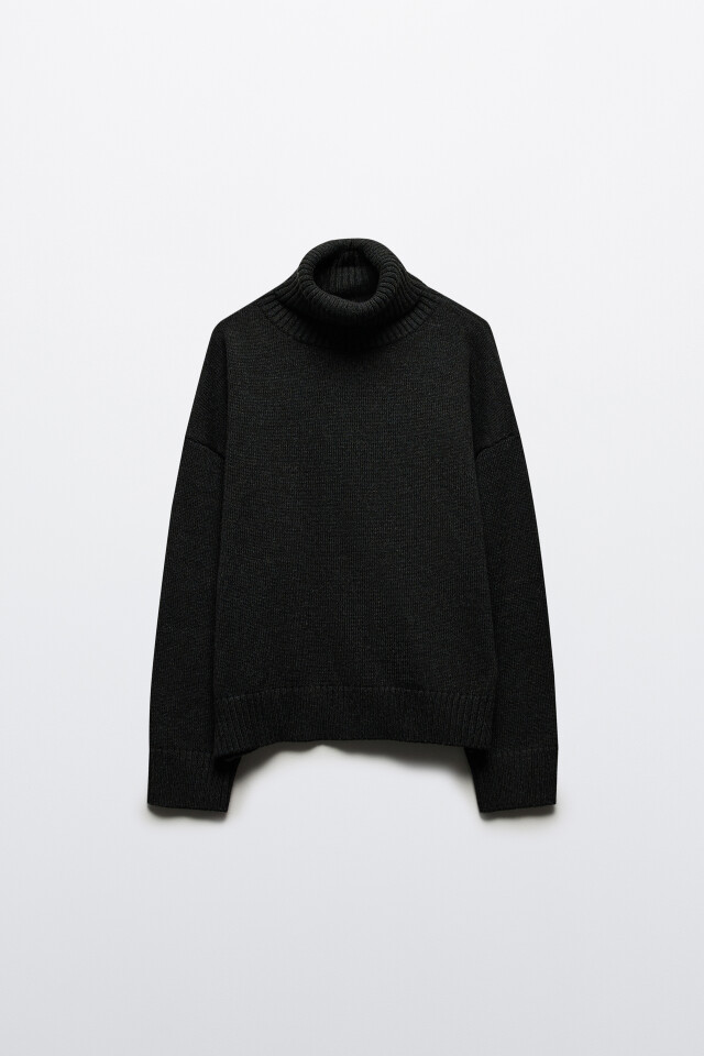 Свитер oversize с горлом - цвет серый - 8