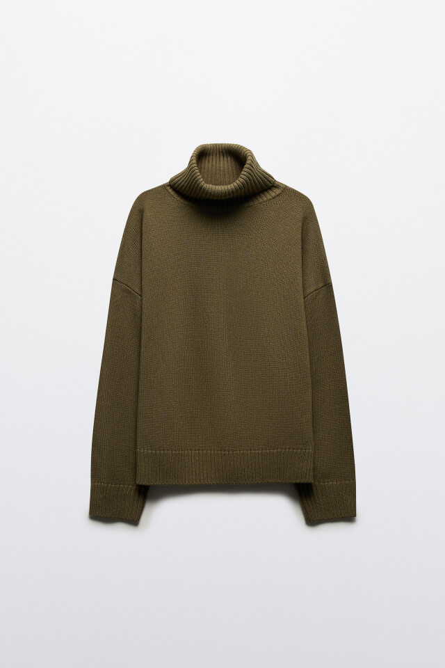 Свитер oversize с горлом - цвет зеленый - 8