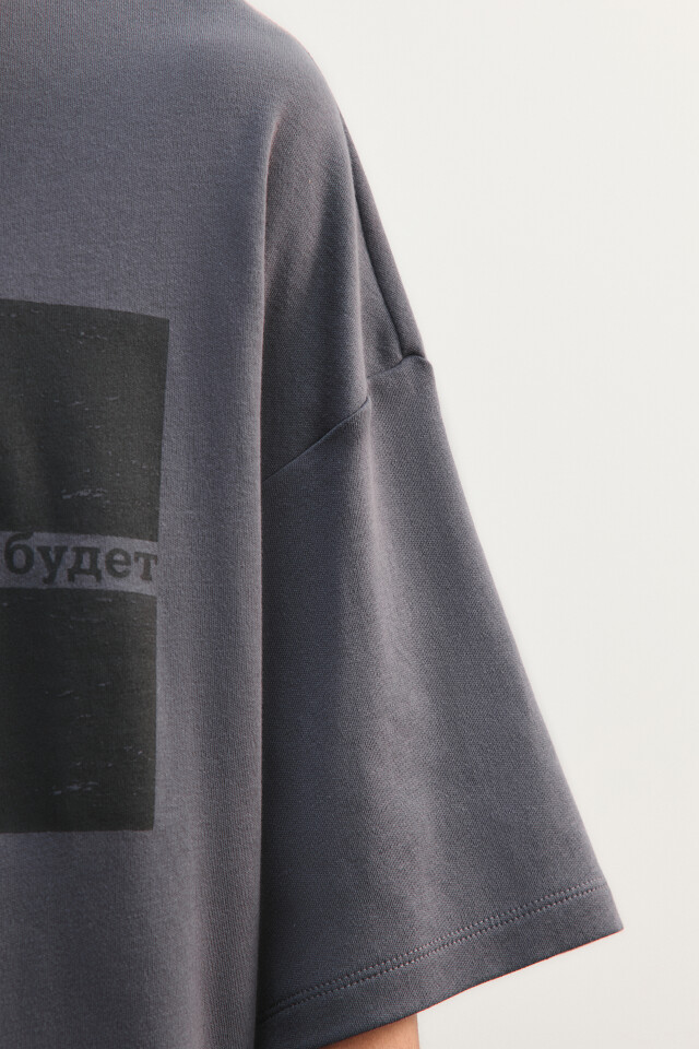 Футболка oversize с принтом - цвет серый - 8