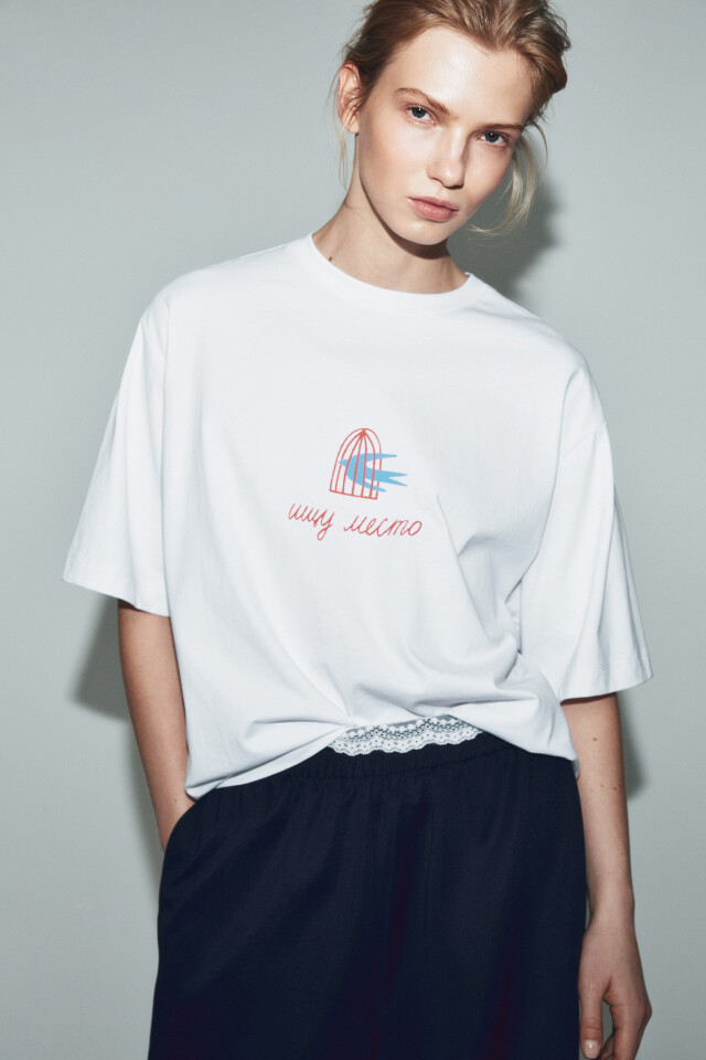 Футболка хлопковая оверсайз с принтом