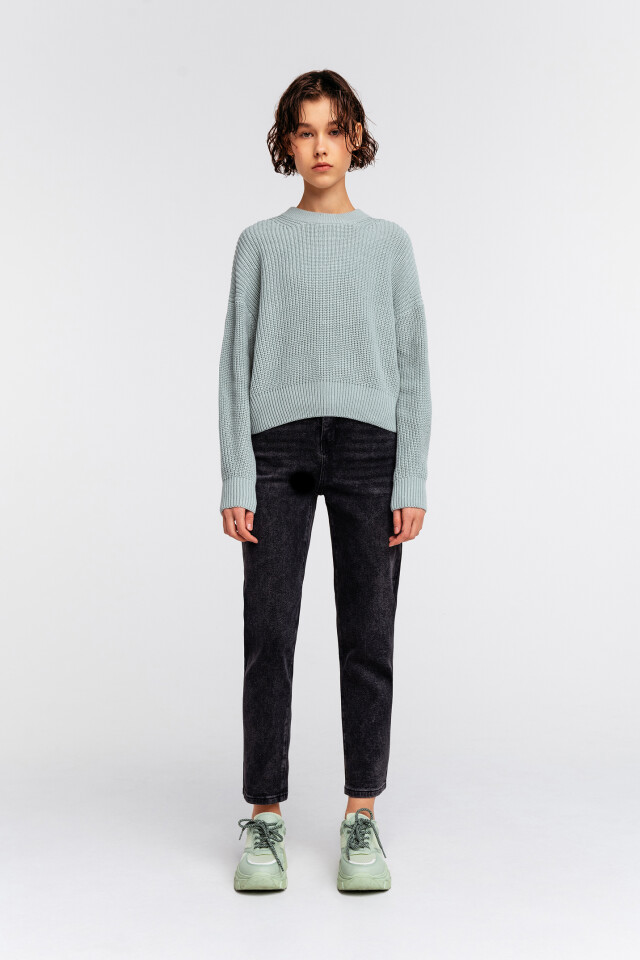 Свитер хлопковый oversize - цвет мятный - 4