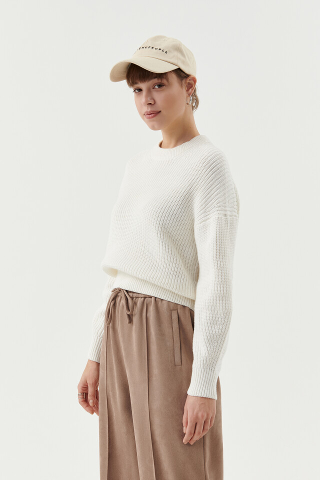 Свитер хлопковый oversize - цвет молочный - 3