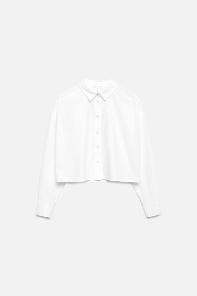 Блузка-рубашка CropShirt укороченная - цвет белый - 11
