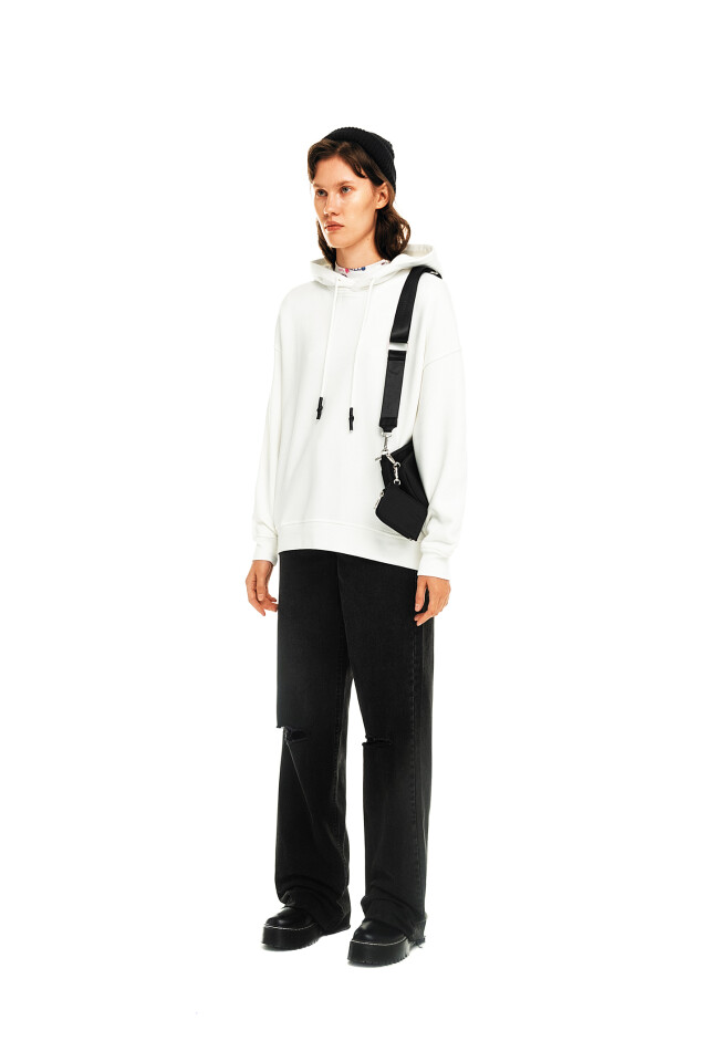 Худи утепленная oversize - цвет белый - 3