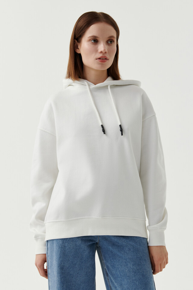 Худи утепленная oversize - цвет белый - 1