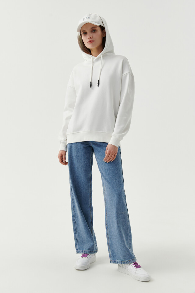 Худи утепленная oversize - цвет белый - 4