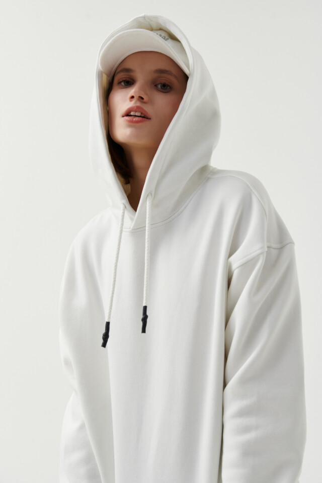 Худи утепленная oversize - цвет белый - 7