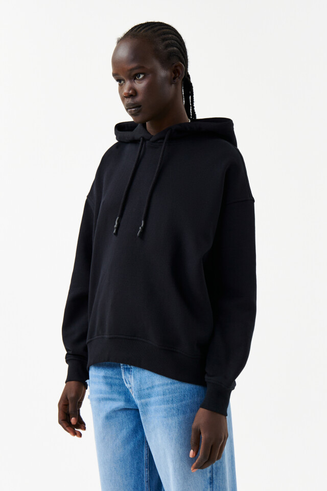 Худи утепленная oversize - цвет черный - 2