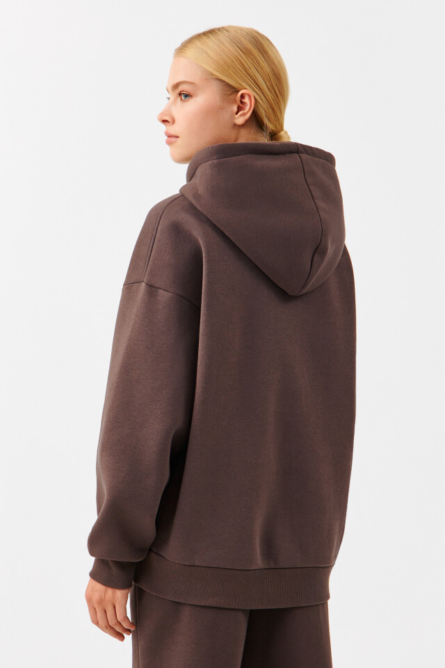 Худи oversize базовая с капюшоном - цвет бежевый - 3