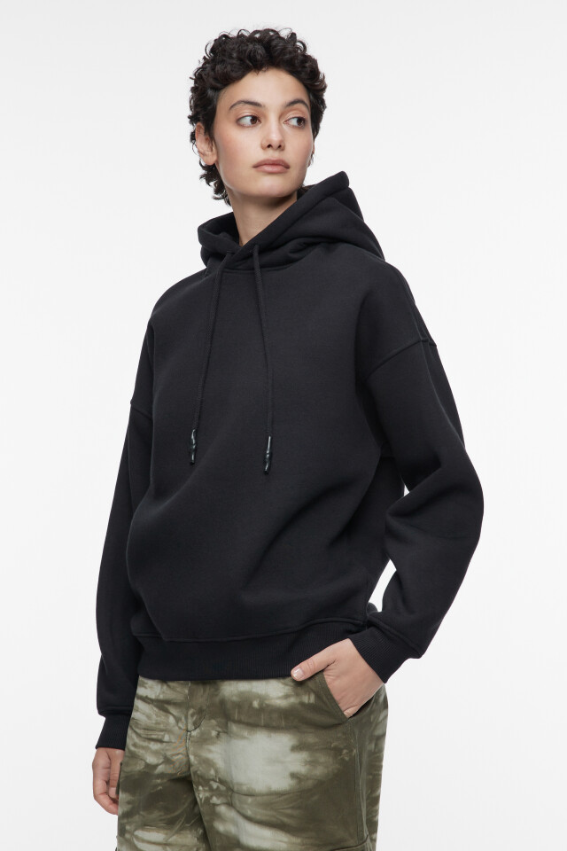Толстовка HOODY оверсайз с капюшоном - цвет черный - 3