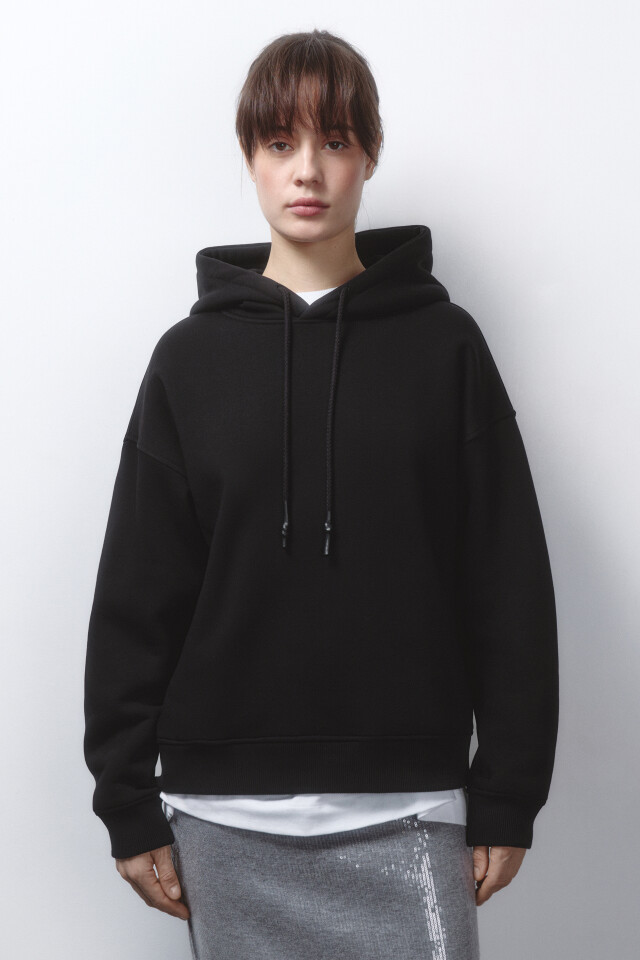 Худи oversize утепленная с капюшоном - цвет черный - 2