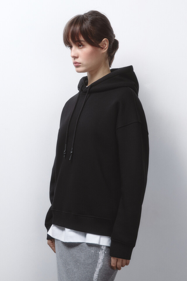 Худи oversize утепленная с капюшоном - цвет черный - 3