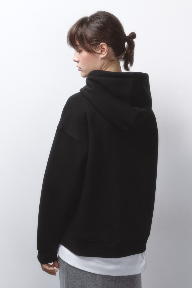 Худи oversize утепленная с капюшоном - цвет черный - 4