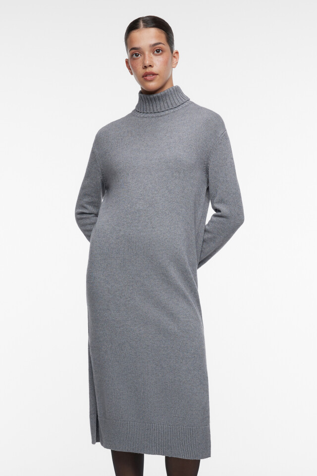 Платье-свитер KnitMidiDress вязаное с разрезом - цвет серый - 7
