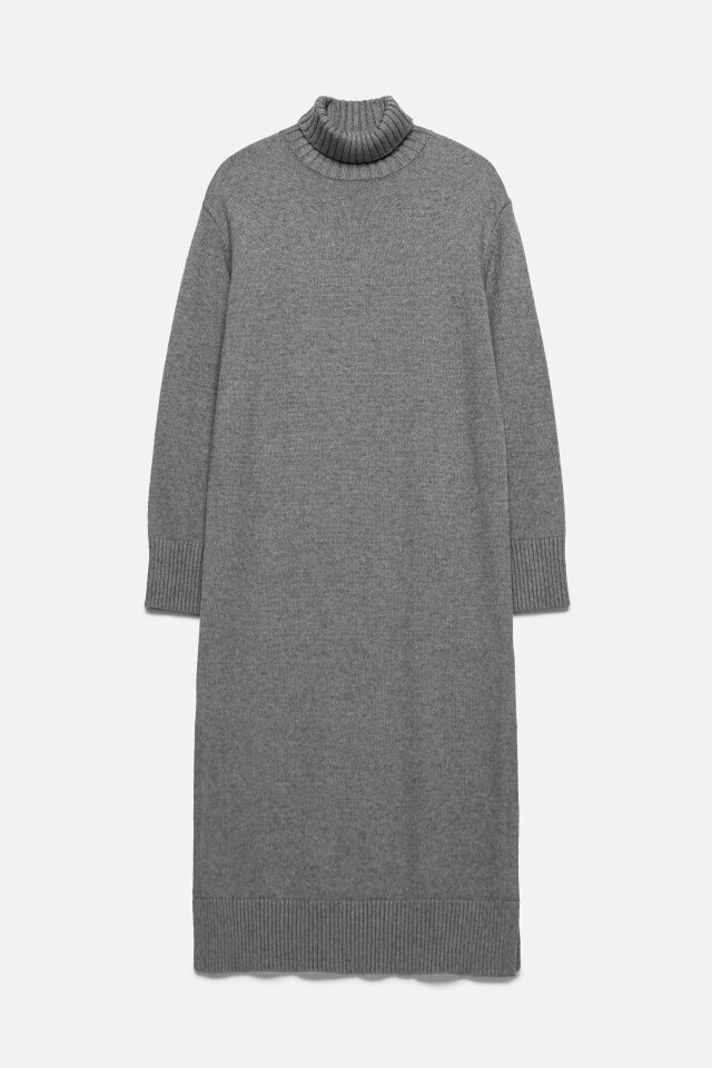 Платье-свитер KnitMidiDress вязаное с разрезом - цвет серый - 8