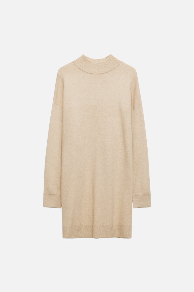 Платье-свитер KnitMiniDress вискозное - цвет бежевый - 6