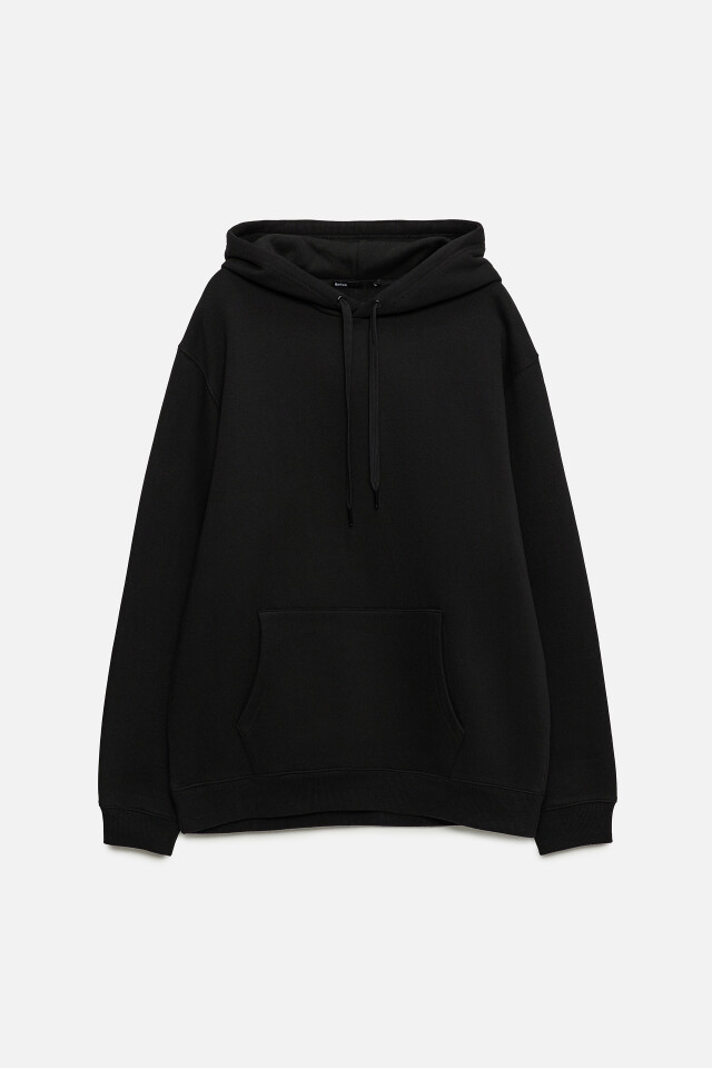 Худи oversize базовая с капюшоном и карманом - цвет черный - 8