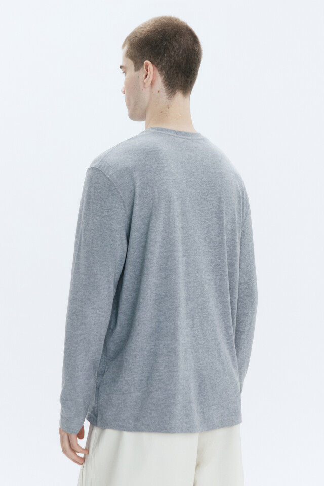 Лонгслив oversize базовый трикотажный - цвет серый - 4