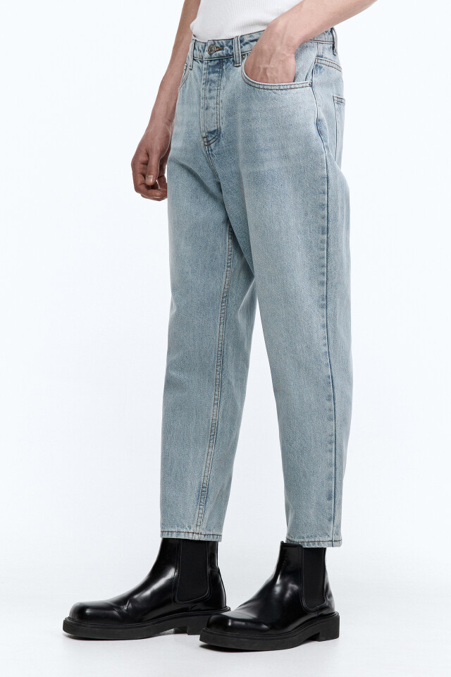 Джинсы slim fit зауженные укороченные - цвет голубой - 2