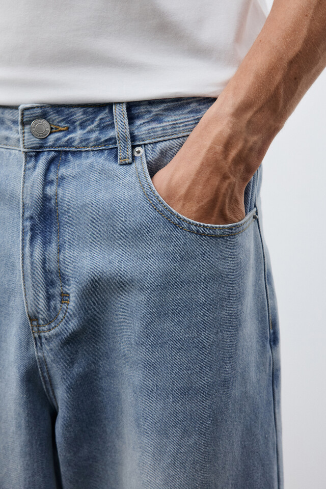 Джинсы wide leg широкие базовые - цвет голубой - 6