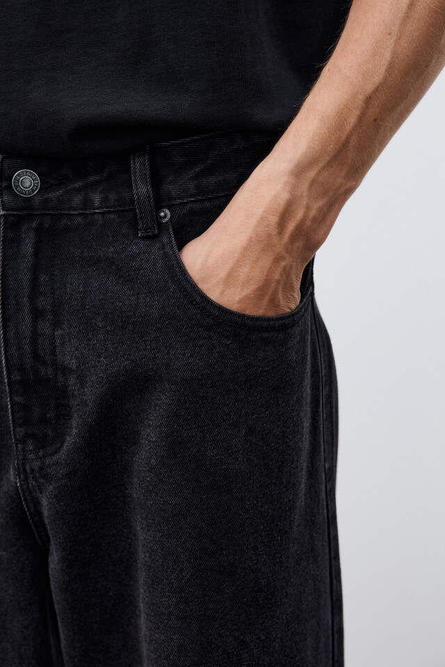 Джинсы wide leg широкие базовые - цвет черный - 6