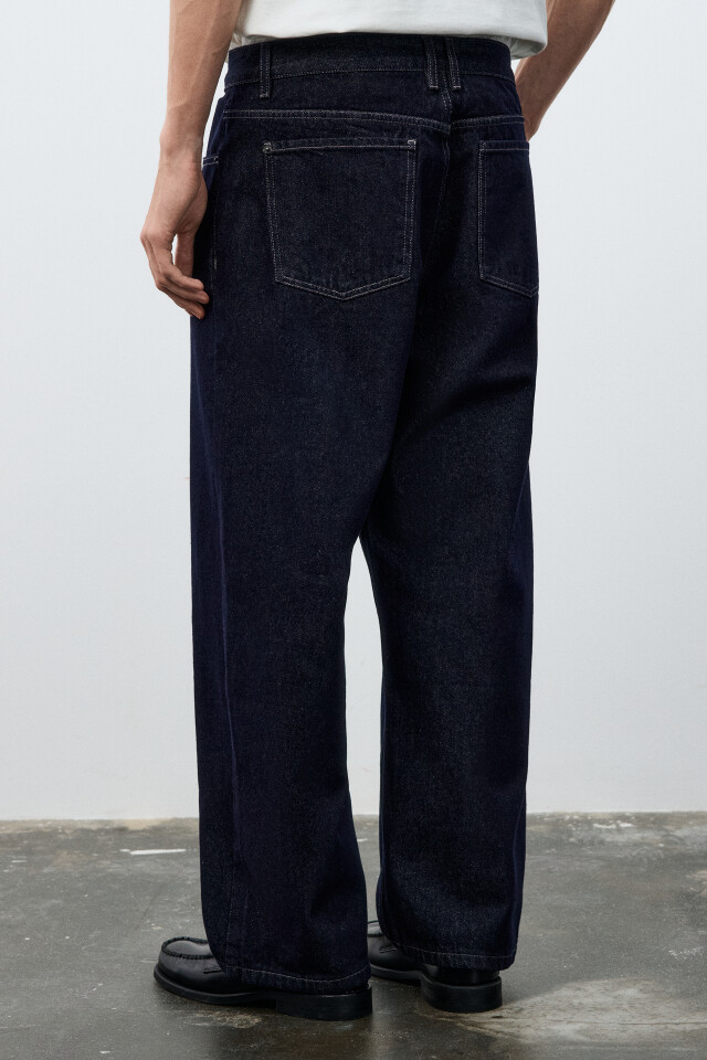 Джинсы wide leg широкие базовые - цвет синий - 3