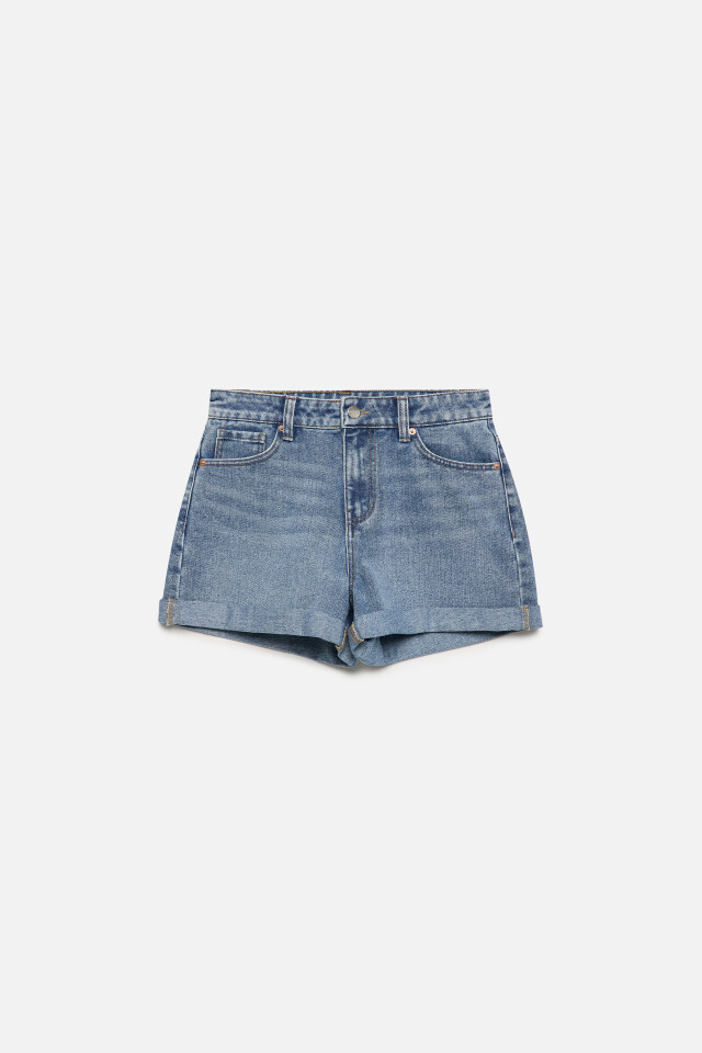 Шорты mom fit джинсовые с высокой посадкой - цвет голубой - 7