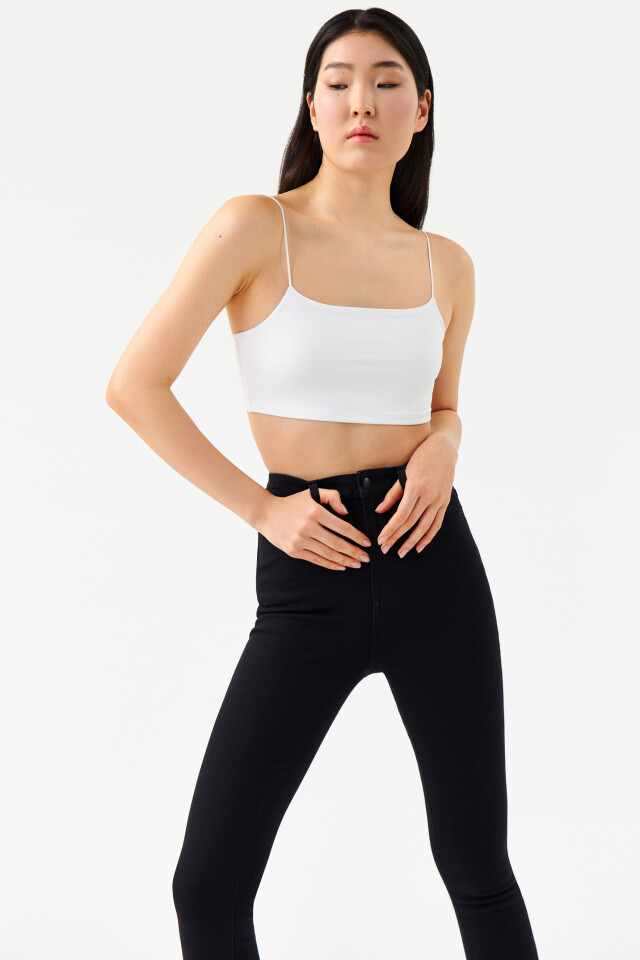 Джинсы skinny базовые с высокой посадкой - цвет черный - 7