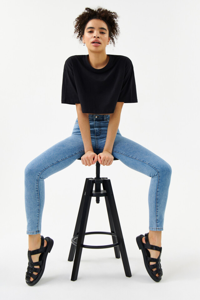 Джинсы skinny с высокой посадкой - цвет голубой - 7