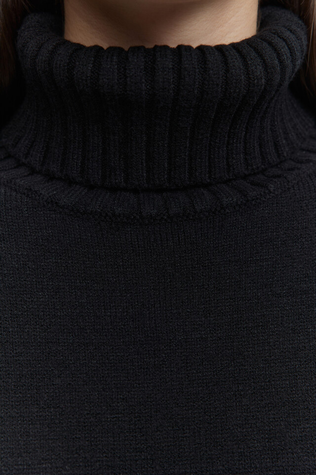 Свитер SWEATER свободный с боковыми разрезами - цвет черный - 5